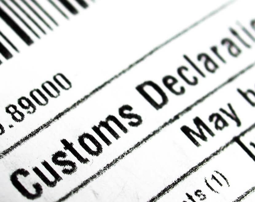 UK Customs declaration form (known as a SAD form) shown at an angle