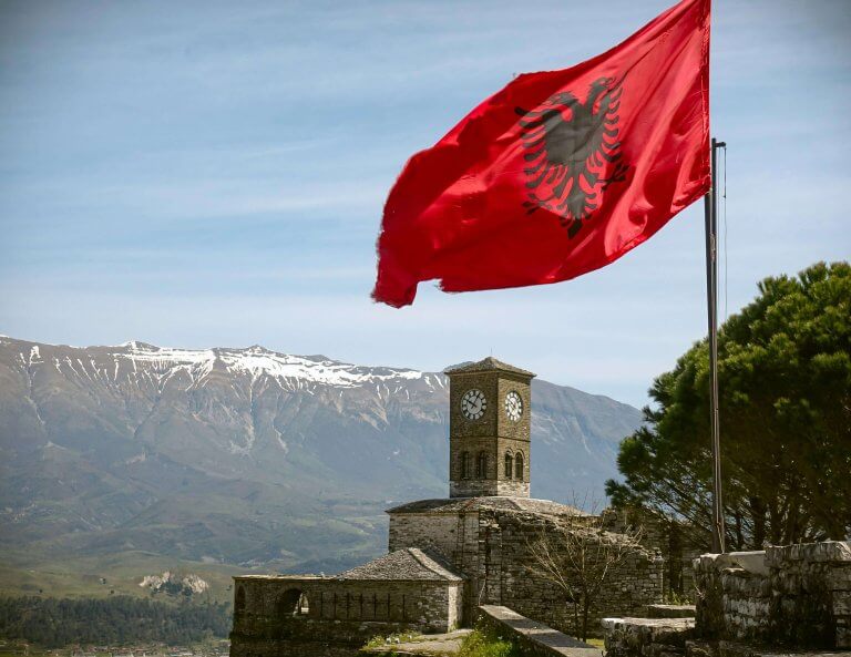 Albanian flag to show shipping from Albania