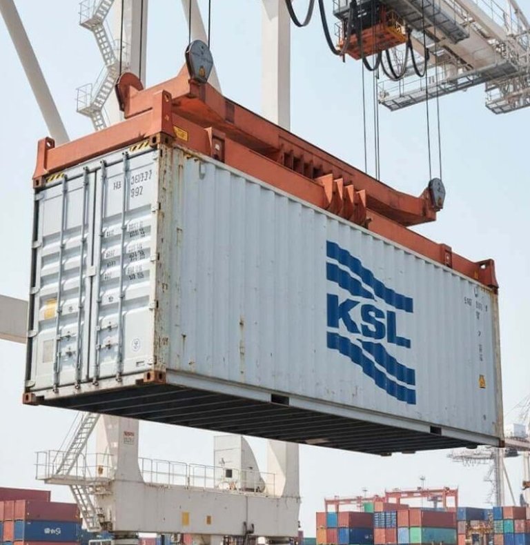 A shipping container being lifted for customs clearance in Grangemouth